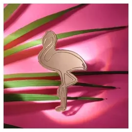 Брошь зеркальная из акрила "Фламинго", цвет золото