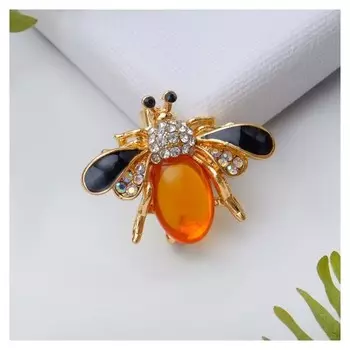Брошь "Жучок медовый", цветная в золоте