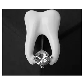 Брошь "Зуб" со стразой, цвет белый в серебре