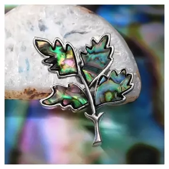 Броши "Галиотис" лиственица, цвет зелёный