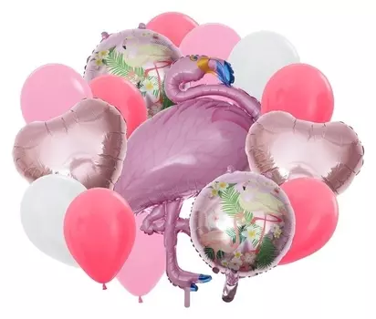 Букет из шаров «Фламинго», фольга, латекс, набор 16 шт., цвет розовый