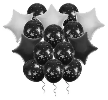 Букет из шаров «Ночь» фольга, латекс, лента, набор 15 шт., серебряные звёзды