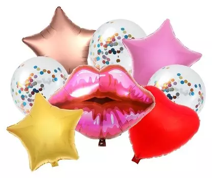 Букет из шаров "Поцелуй", фольга, латекс, набор из 9 шт.