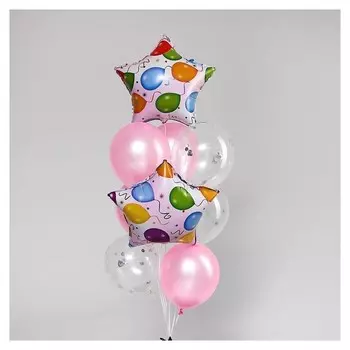 Букет из шаров «Радостное настроение», фольга, латекс, набор 10 шт.