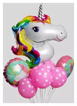 Букет из шаров «Радужный единорог», фольга, латекс, набор 13 шт.