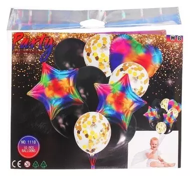 Букет из шаров «Радужный», сердце, звезда, фольга, латекс, набор 10 шт.