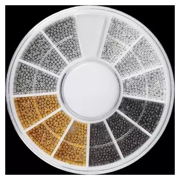 Бульонки для декора, d = 0,8 мм, 12 ячеек, цвет белый/чёрный/золотистый/серебристый