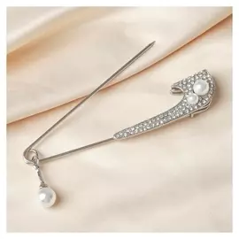 Булавка "Булава", 10,2см, цвет белый в серебре