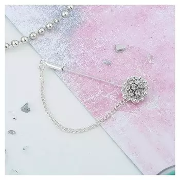 Булавка "Цветочек", 4см, цвет белый в серебре