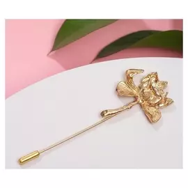 Булавка "Цветок" пушистый, цвет белый в золоте