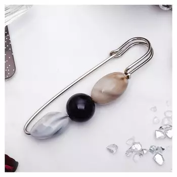 Булавка "Камешки" 7 см, цвет серый в серебре