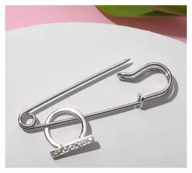 Булавка "Кольцо", L=6,5см, цвет белый в серебре