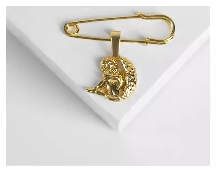 Булавка-оберег с подвеской "Ангел" 3,5см, цвет золото