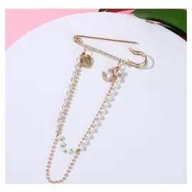 Булавка "Парижанка" 7см, цвет белый в золоте