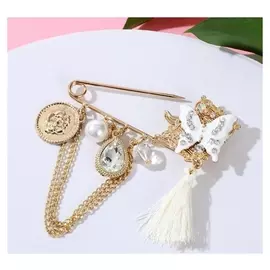 Булавка "Ренессанс" 7см, цвет белый в золоте