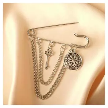 Булавка с подвесками "На удачу", 7,5см, цвет чернёное серебро