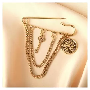 Булавка с подвесками "На удачу", 7,5см, цвет чернёное золото