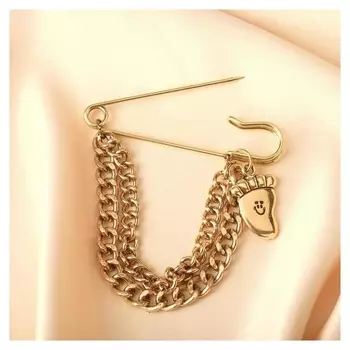 Булавка с подвесками "Ножка", 6,5см, цвет золото