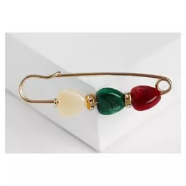 Булавка "Сердечки", 5,8см, цветная в золоте