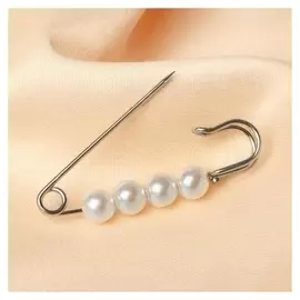 Булавка шар №4 "Жемчужная", 4см, цвет белый в серебре