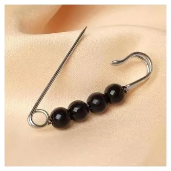 Булавка шар №4 "Жемчужная", 4см, цвет чёрный в серебре, 3,5см