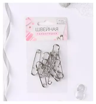 Булавка шляпная, 45 × 10 мм, 10 шт, цвет серебряный