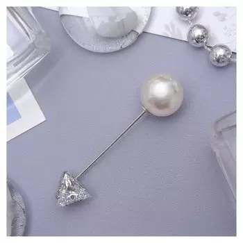 Булавка "Стрела" 5см, цвет белый в серебре