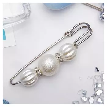 Булавка "Зефир" 7см, цвет белый в серебре