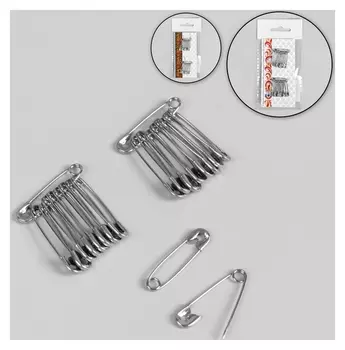 Булавки английские, 22 мм, 20 шт, цвет серебряный