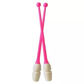 Булавы гимнастические двухцветные сборные Pastorelli Masha, длина 40,5 см, Fig, цвет белый/розовый