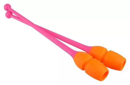 Булавы гимнастические двухцветные сборные Pastorelli Masha, длина 40,5 см, Fig, цвет розовый/оранжевый