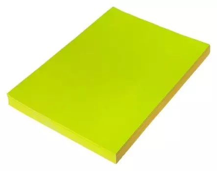 Бумага А4, 100 листов, 80 г/м, самоклеящаяся, флуоресцентная, жёлтая