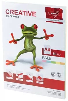 Бумага цветная Creative Color, А4, 80 г/м2, 100 л., (5 цветов х 20 л.), пастель, бпpr-100r