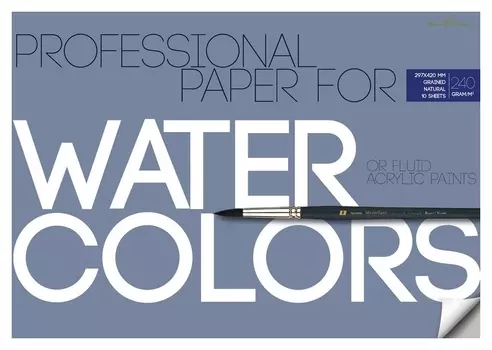 Бумага для акварели а3,10л,блок 240гр, в папке 4-116