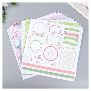 Бумага для скрапбукинга 30х30 см "Нежность природы", двусторонняя, 12 листов, 12 дизайнов, 1