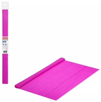 Бумага гофрированная/креповая, 32 г/м2, 50х250 см, фуксия, в рулоне, Brauberg, 112518