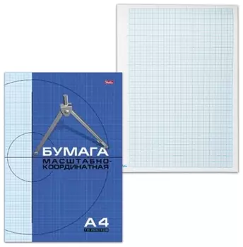 Бумага масштабно-координатная (Миллиметровая), скоба, А4 (210х295 мм), голубая, 16 листов, Hatber, 16бм4_02284