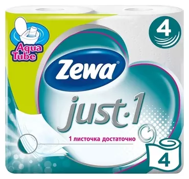 Бумага туалетная Zewa Just1 4с бел 100%цел втул 12,3м 90л 4рул/уп 144113