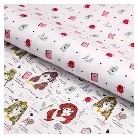 Бумага упаковочная глянцевая двусторонняя Принцессы Дисней 60x90 см Цвет белый