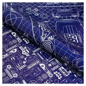 Бумага упаковочная глянцевая двусторонняя, тачки, 60x90 см