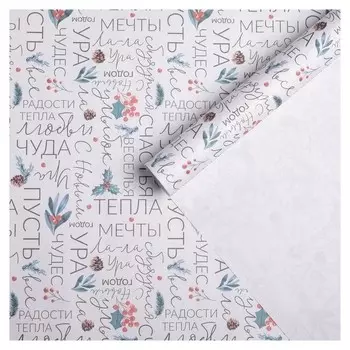 Бумага упаковочная крафтовая «Новогоднее счастье», 70 × 100 см