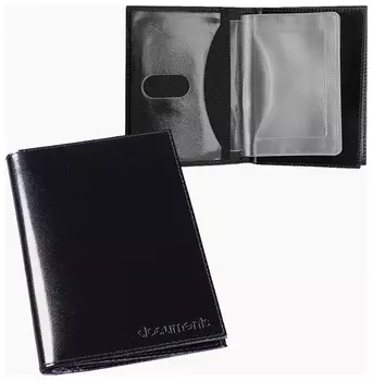 Бумажник водителя Befler "Classic", натуральная кожа, тиснение, 6 пластиковых карманов, черный, Bv.22.-1