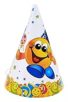 Бумажные колпаки «Смайл», набор 6 шт., 16 см