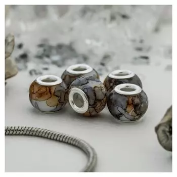 Бусина "Акварель", цвет серый