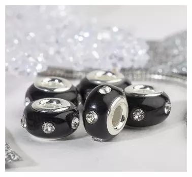 Бусина "Диоды", цвет чёрный в серебре