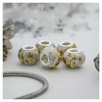 Бусина "Кляксы", цвет бело-золотой