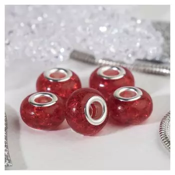 Бусина "Сахарный кварц", цвет красный в серебре