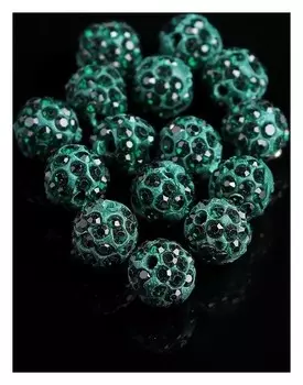 Бусина "ШАМБАЛА" 10мм (набор 15шт), цвет изумруд