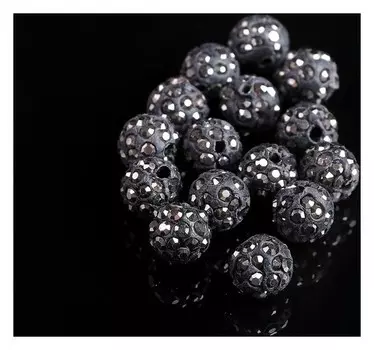Бусина "Шамбала" 10мм (Набор 15шт), цвет серый