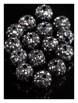 Бусина "Шамбала" 8мм (Набор 15шт), цвет серый